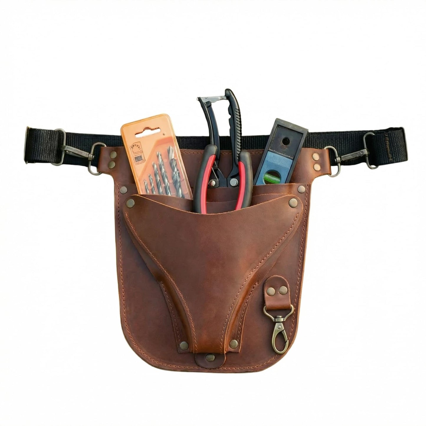 TORAKIP Leather Florist Tool Belt – Garden Tool Pouch with Adjustable Belt, Genuine Leather Gardening Waist Bag for Florists & Gardeners, Utility Floral Tool Holder, Warm Brown