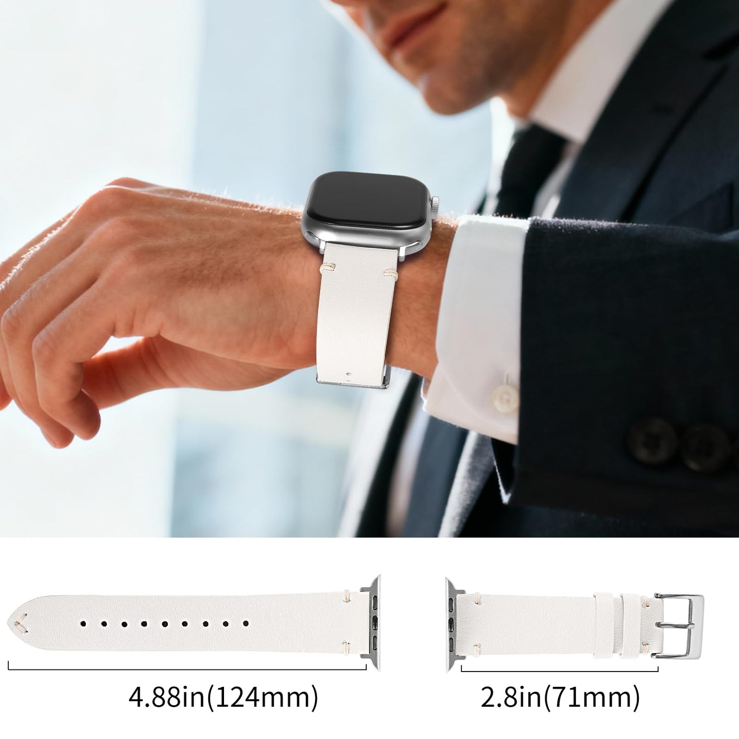 Top Grade Nappa Leather Bands Compatible with Apple Watch Band 44mm 45mm 46mm 49mm 42mm 41mm 40mm 38mm, Business Casual Watch Replacement Straps for Men Women iWatch Ultra SE 11 10 9 8 7 6 5 4 3 2 1