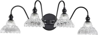 Black Vanity Light Fixtures, 4-Light Bathroom Light Fixtures Vintage Wall Sconces for Dining Room Bathroom Bedroom