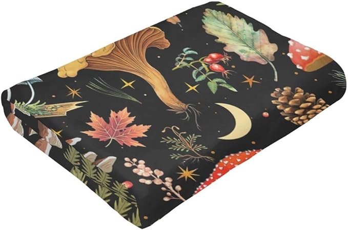 Mushroom Flannel Fleece Bed Blanket Throw Blanket Lightweight Cozy Plush Blanket for Bedroom Living Rooms Sofa Couch 80"X60"