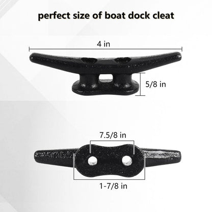 Dock Cleats 4 inch (12 Pack) Boat Dock Cleats with Screws Electrophoretic Black Iron Boat Cleats Marine Grade Dock Cleats Rope Cleats for Boat, Kayak, Rope Tie Down, Deck and Nautical Decor
