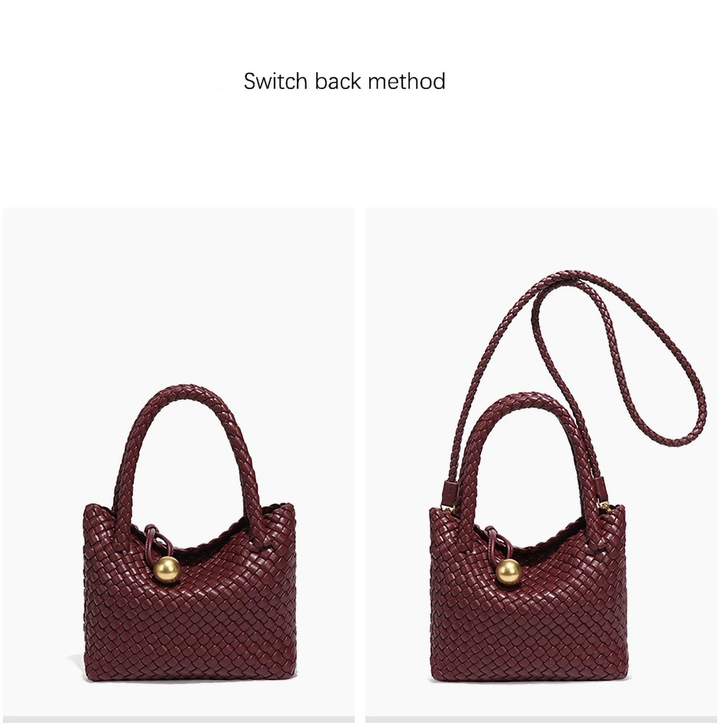 Waiyqju Mini Woven Women's Handbag Lightweight Luxury Vegan Leather Handle Fashion Business Daily Crossbody Bag (6# Off-white)