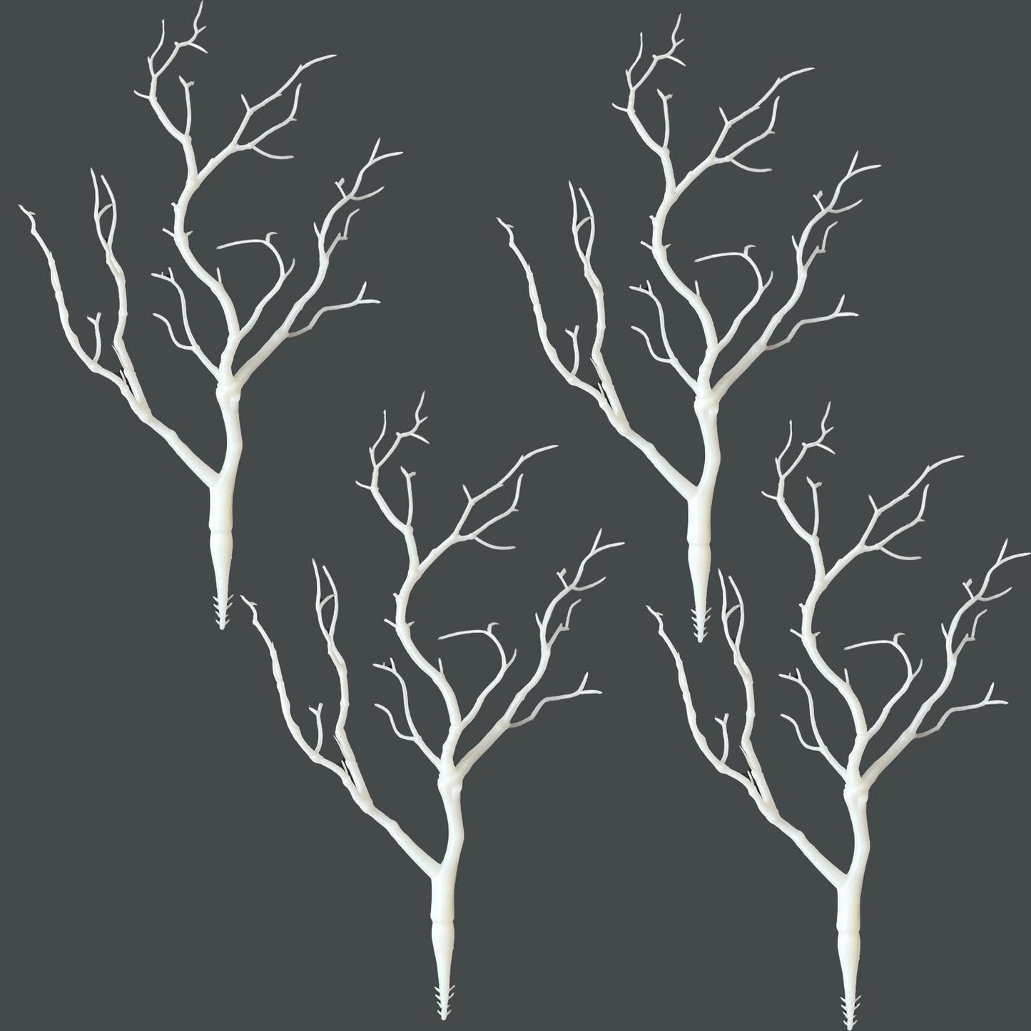 Threemonkys 13.8 inches Artificial Coral Branches Fake Antler Branches Small Branches for Home Decoration Flower Arrangement Wedding Christmas Halloween Festival (White 4PCS)