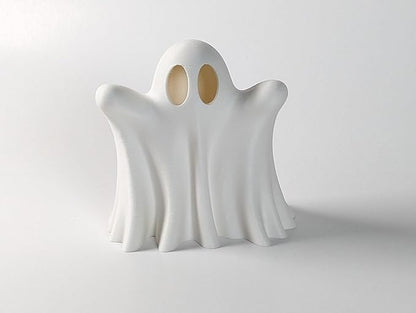 Light Up Ghost Decoration – LED Tea Light Halloween Decor – Cute Spooky Accent for Home, Mantel, Party & Table Centerpiece – Eco-Friendly PLA