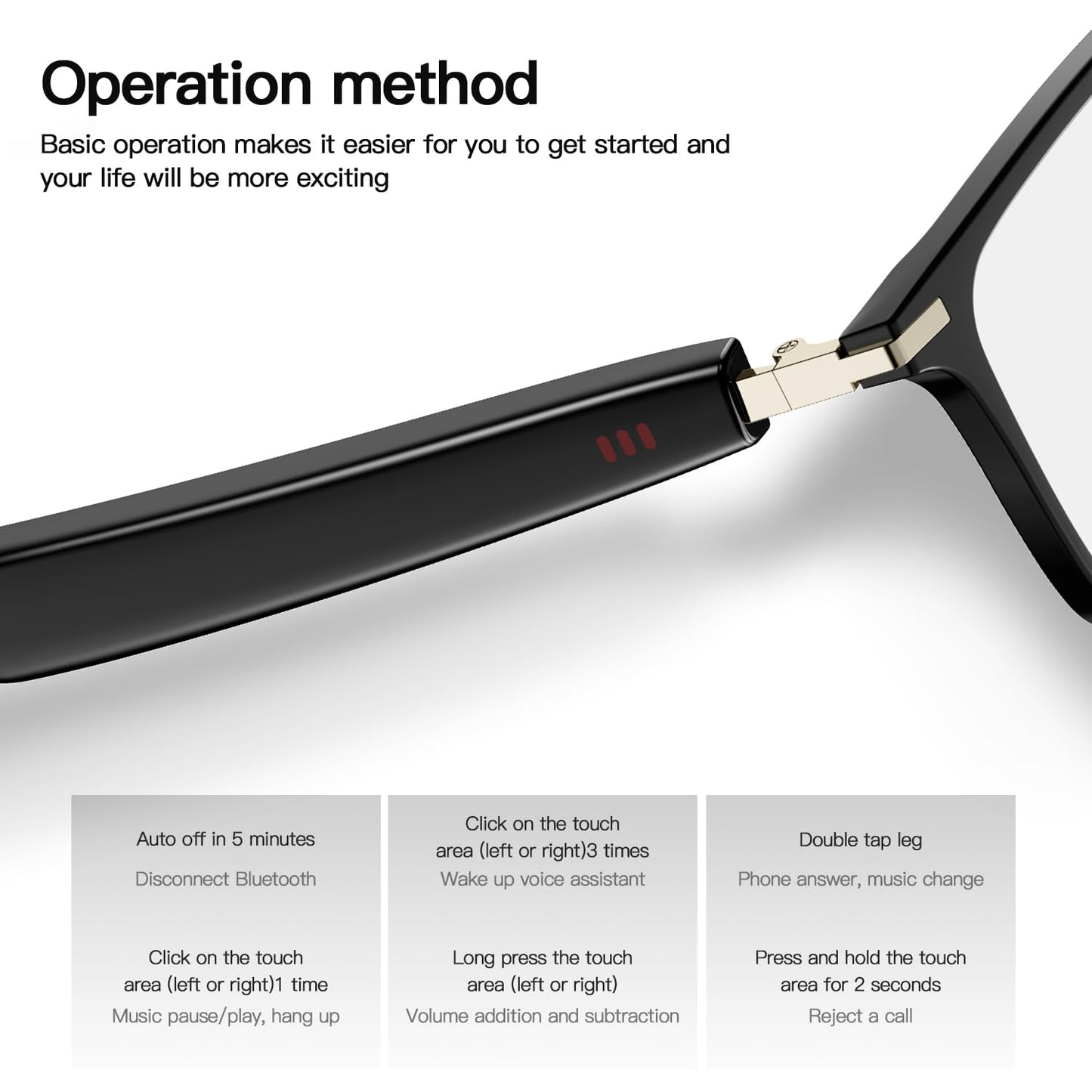 Bluetooth Audio Smart Glasses, Blue Light Glasses for Women Men, Remote Shooting, Open Ear Sound Mic & Speakers, Magnetic Charging, Color-Changing Polarized Sunglasses Lenses, Voice Assistant（GS06S)