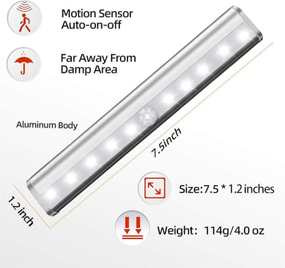 6 Pack LED Motion Sensor Lights, 10 LED Closet Battery Operated Lights, Stick-On Anywhere Magnetic Night Light Bar, Led Safe Light Indoor for Closet Stairs Wardrobe Under Cabinet