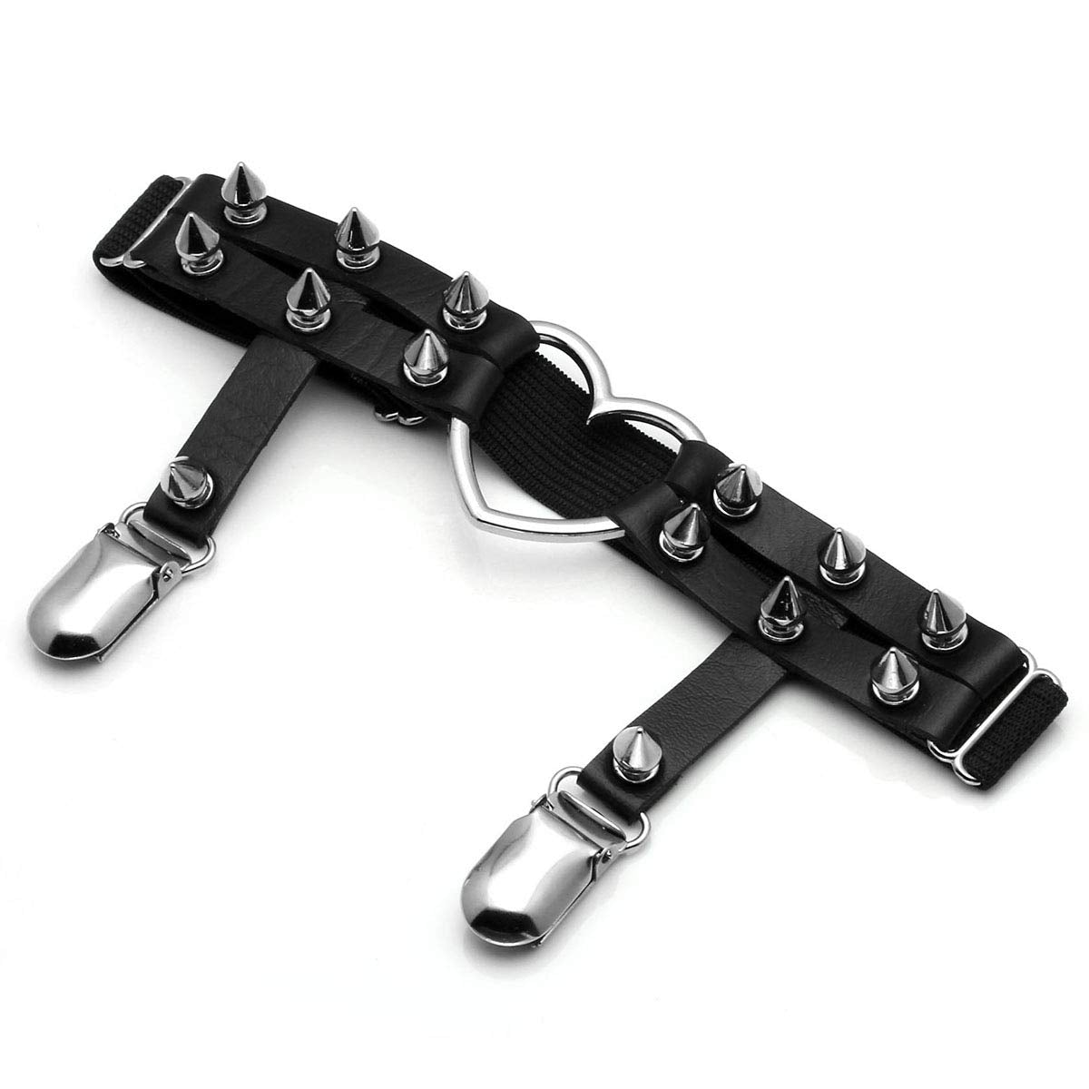 Eigso Spikes Rivet Leather Garters Leg Ring Gothic Rave Thigh Garter Harness for Women and Men Adjustable