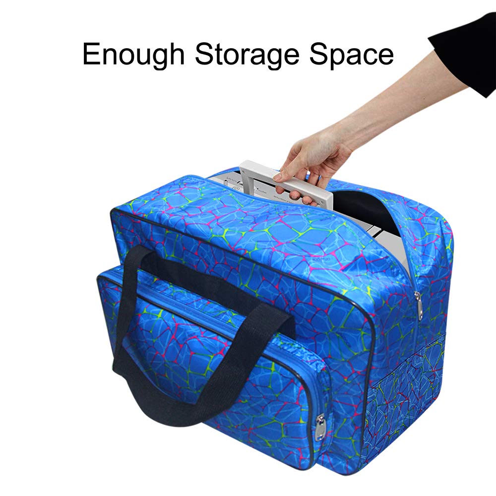 TLBTEK Blue Sewing Machine Carrying Case,Universal Canvas Carry Tote Bag,Portable Padded Storage Dust Cover with Pockets for Sewing Machine