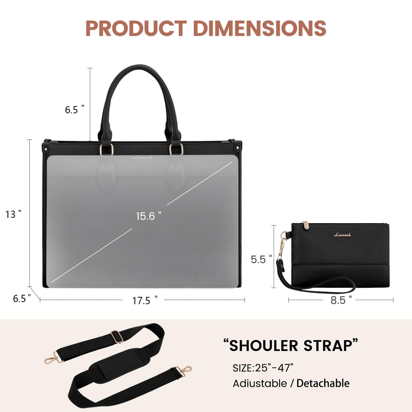 LOVEVOOK Laptop Bag for Women 17 lnch,Waterproof Laptops Tote Bags for Womens,Professional Work Bags for Women with Cup Holder,Large Laptop Purse Computer Briefcase Office Teacher Clutch Bag,2 PCS