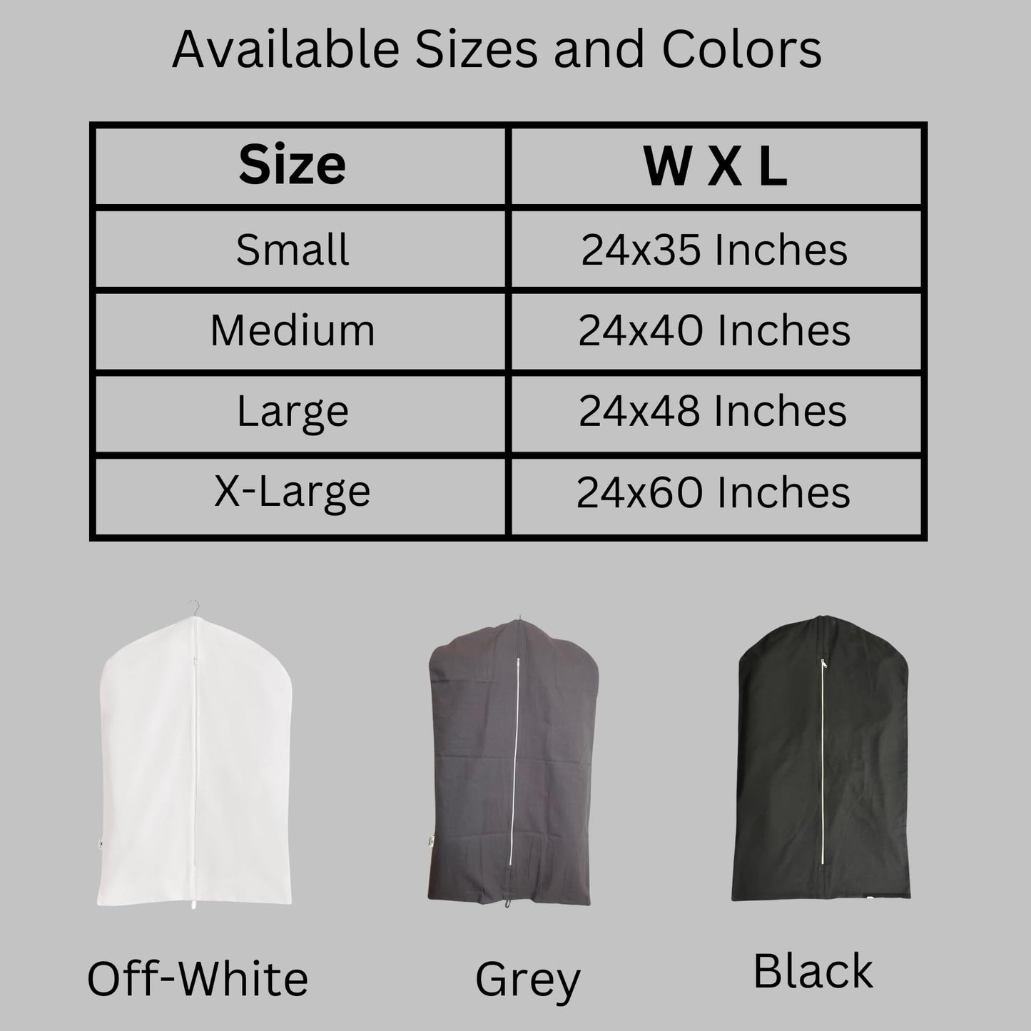 Forever Cotton Premium 100% Cotton Garment Bags – 35" Black Canvas Suit Cover with YKK Zipper – Breathable, Dust-Proof Storage for Suits, Coats, Dresses, Jackets & Travel/Closet Use
