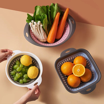 Collapsible Colander and Strainer,Silicone Strainer Colanders & Food Strainers,for Vegetable and Fruit, Kitchen Essentials (2, White, 1.3L+2.5L)