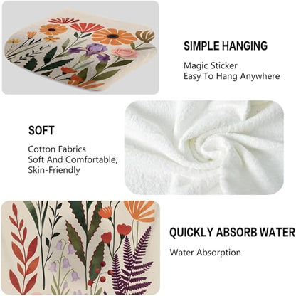 Floral Hand Towels for Bathroom, 2 Packs Decorative Boho Kitchen Towels 28.7 x