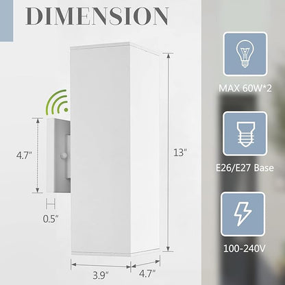 Outdoor Wall Lights, Dusk to Dawn Outdoor Light Fixture, 13" Waterproof Modern Porch Light White, Large Up Down Exterior Lighting Fixture for Patio, Garage, Hallway, Doorway