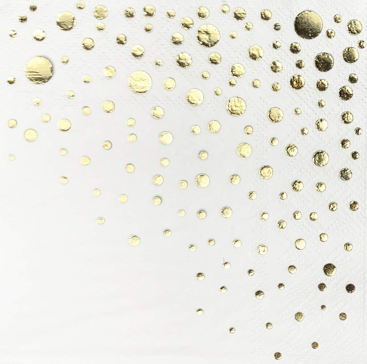 Stylish Gold Cocktail Napkins, 100 Disposable Party Napkins, Gold Dessert Napkins, 3-Ply, 5x5 Inch White and Gold Napkins, Disposable Wedding Cocktail Napkins, Party, Shower or Gold Beverage Napkins