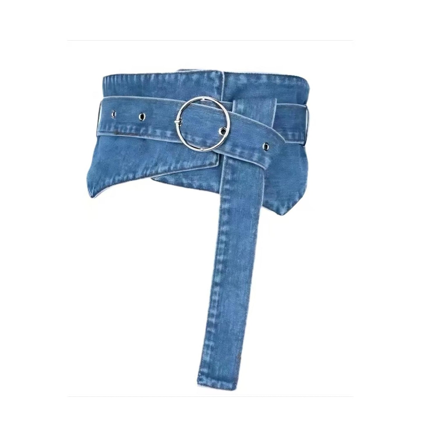 Harry Williams Women's Obi Waist Belt, Wide Wrap Cinch Style Denim Fabric Belts for 72-85CM Waist (Blue)