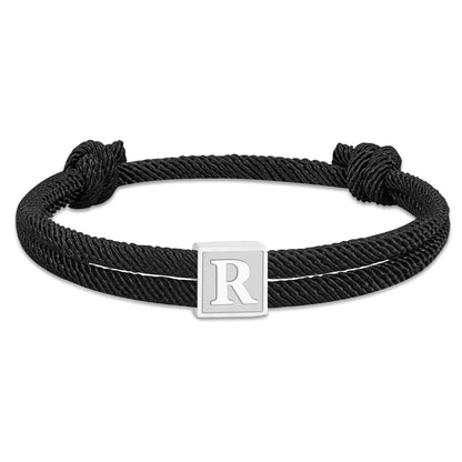 Zocomi Rope Bracelet for Men Boys, Initial Letter R Braided String Bracelets for Teen Teenage Him Male Mens Wrist Accessories Jewelry Gifts Age Pulsera Brazalete Para Hombre Black