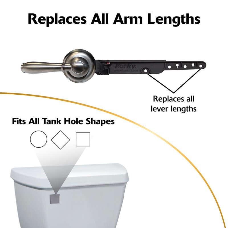 Korky Strong Arm Metal Toilet Handle and Lever - Universal to Fit Front, Angled, Side, Left, and Right Mount Toilets - Brushed Nickel, Faucet Style, 6071BP (Pack of 5)