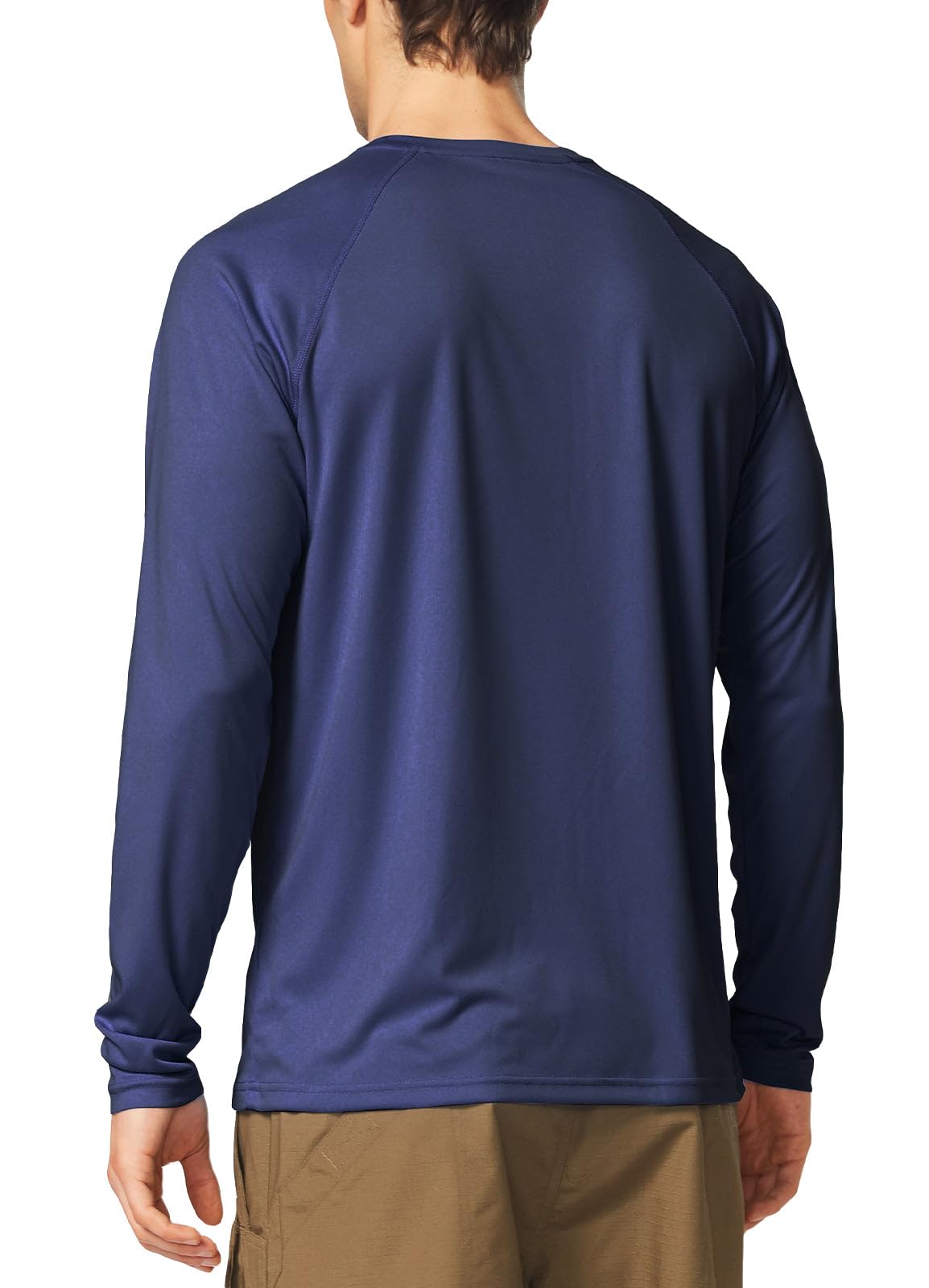 baleaf Mens UPF 50+ Sun Protection Shirts Long Sleeve Rash Guard, Quick Dry 4-Way Stretch for Fishing Swimming Surfing 01-Bluish Violet L