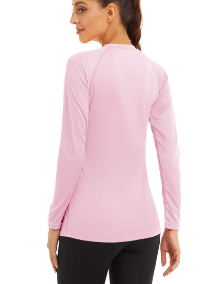 MAGCOMSEN Hiking Shirts for Women SPF Swim Shirts for Women Long Sleeve Shirts Running Shirts for Women UV Protection Fishing Shirts Womens Rashguard Light Pink
