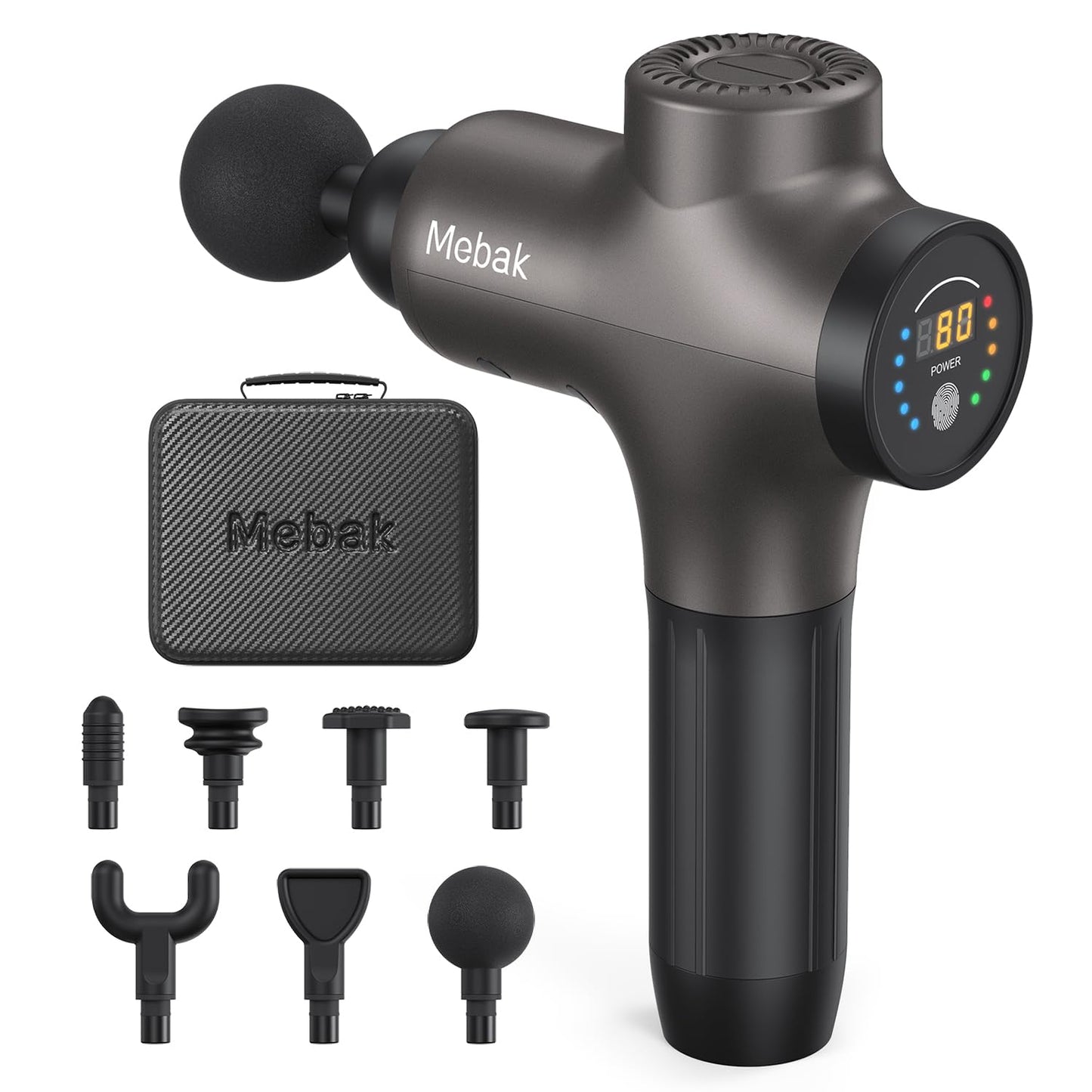 Mebak 3 Massage Gun, Massage Gun Deep Tissue for Athletes, Professional Muscle Percussion Massager, Massager for Shoulder Leg Back Body Pain Relief, Quiet Portable Sport Tool, Gifts for Him