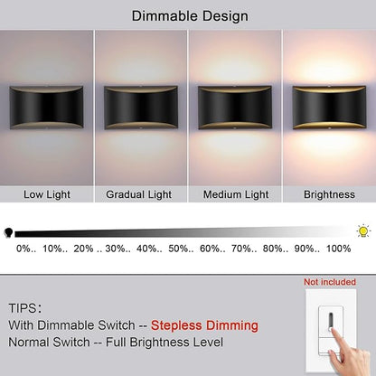 LIGHTESS LED Wall Sconce Light Indoor Dimmable Wall Lights Modern 12W Hallway Wall Lighting for Living Room Bedroom Stair, Warm White