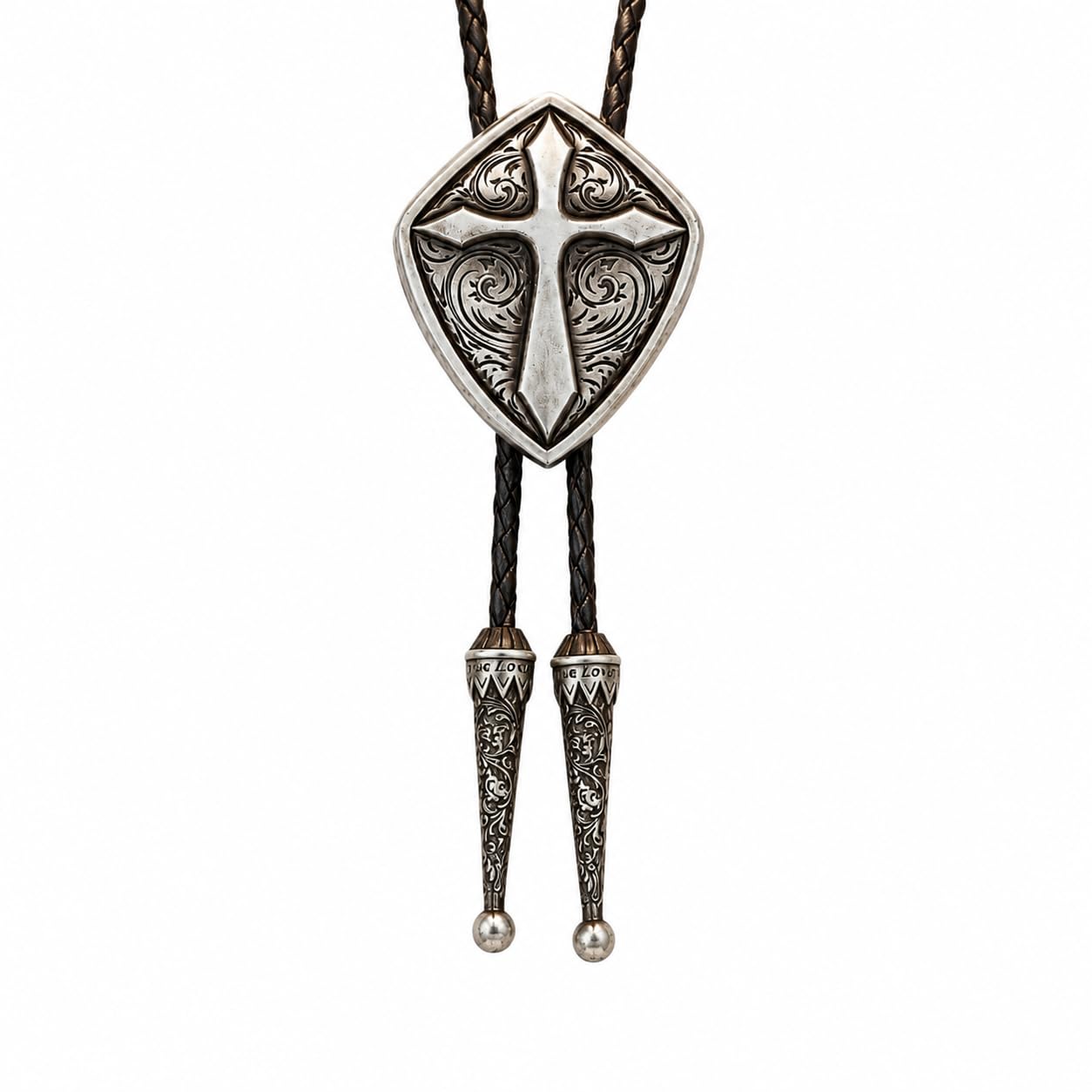 Doitby Vintage Bolo Tie Western Cowboy Cross Bolo Ties Leather Braided Necktie Necklace for Men Women