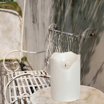 Homemory 6.3" x 8" Extra Large Outdoor Waterproof Candle with Auto 6-Hour Timer, Big Flameless Candle, Extra Wide and Tall Pillar Candle Battery Operated, White Plastic Made, Long Last for Months