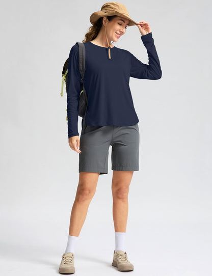 Women's Sun Shirts UPF 50+ Long Sleeve UV Protection Shirt Lightweight Quick Dry Workout Hiking Tops for Women(Navy,M)