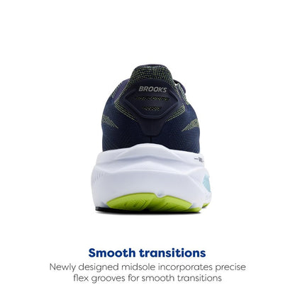 Brooks Men’s Ghost 17 Neutral Running Shoe - Peacoat/Lime/Blue - 9 Medium