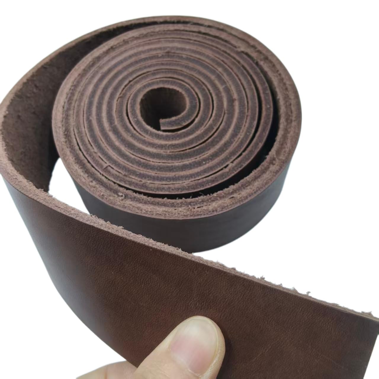 Premium Leather Strap, Brown Genuine Leather Strips, Heavy-Duty Leather Strip 4-5 Millimeters Thick (10-12.5 Ounces), Full Grain Leather Strips for Crafts(Brown 2.36"× 80")