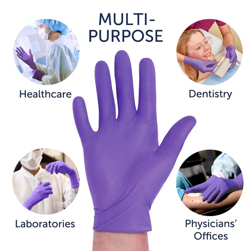 HALYARD Purple Nitrile Gloves Powder Free Disposable Medical Exam Gloves Dental Chemo Protection 5.9 mil 9.5 In Large Purple 55083 (Case of 1000)
