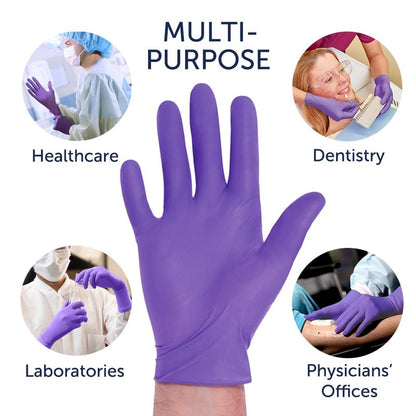 HALYARD Purple Nitrile Gloves Powder Free Disposable Medical Exam Gloves Dental Chemo Protection 5.9 mil 9.5 In Large Purple 55083 (Case of 1000)