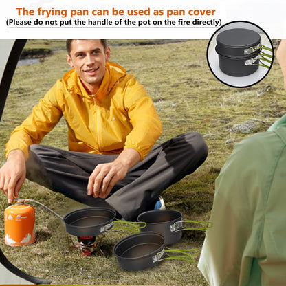 Gutsdoor Camping Cookware Set Camping Gear Campfire Utensils Non-Stick Cooking Equipment Lightweight Stackable Pot Pan Bowls with Storage Bag for Outdoor Hiking (11 Piece/Set)