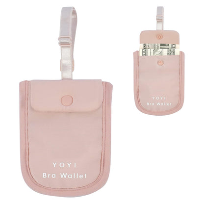 YOYI YOYI RFID Undercover Bra Wallet,Hidden Travel Pouch,Secret Stash Pocket - Credit Cards & Money & Valuables with Adjustable,Elastic Strap Suitable for All Bra Sizes(pink)