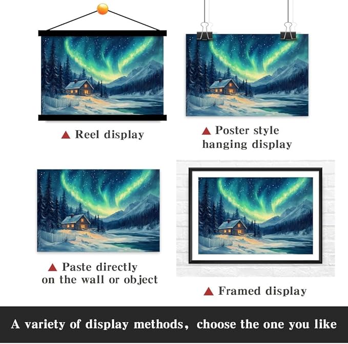 Yesad Aurora Wall Art, Landscape Canvas Wall Art Aurora Borealis Painting Nature Pictures Scenery Prints Poster Wall Décor for Cabin Living Room Bedroom Farmhouse Décor (Unframed,30”x20”, Aurora)