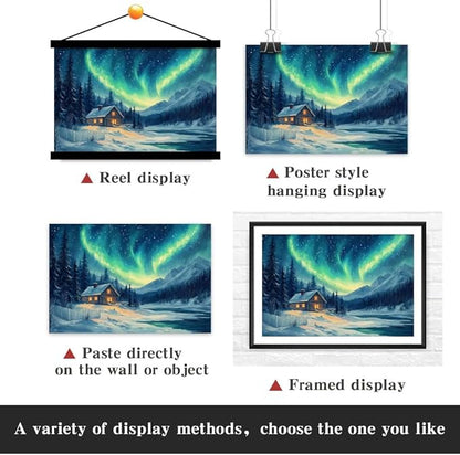 Yesad Aurora Wall Art, Landscape Canvas Wall Art Aurora Borealis Painting Nature Pictures Scenery Prints Poster Wall Décor for Cabin Living Room Bedroom Farmhouse Décor (Unframed,36”x24”, Aurora)