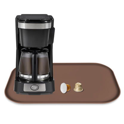 TOHONFOO Silicone Coffee Mat with Lip, 19.7'' x 15'' Heavy Duty Bar Mat, Coffee Tray for Countertop Fit Under Machine Pot Espresso Machine, Grey
