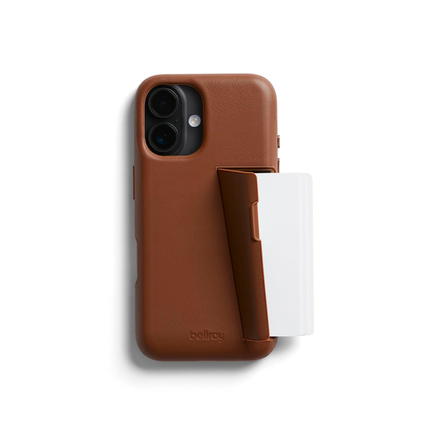 Bellroy Phone Case – 3 Card for iPhone 16 (Leather iPhone case, Phone Wallet) - Sienna