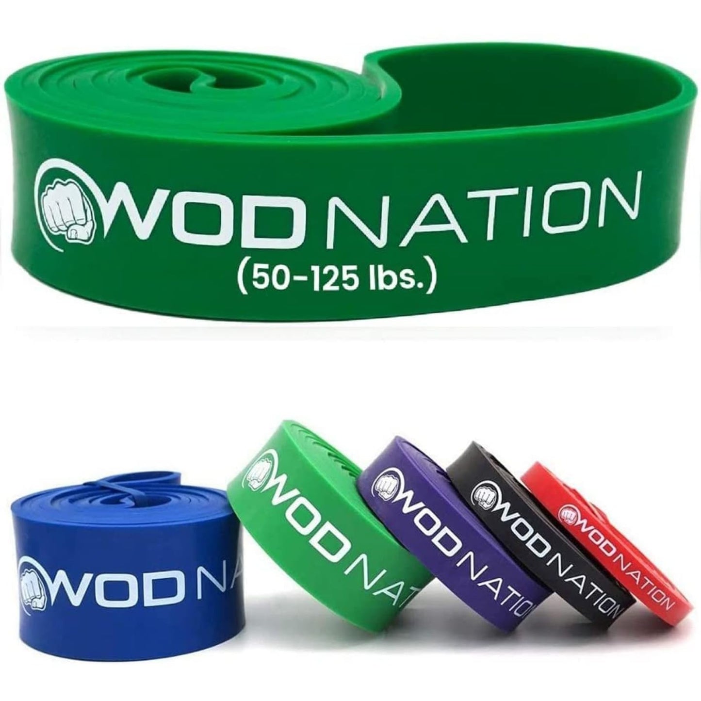 WOD Nation Pull Up Assistance Bands (10-175lbs Band) - Best for Pullup Assist, Chin Ups, Resistance Bands Exercise, Stretch, Mobility Work & Serious Fitness - 41 inch Straps