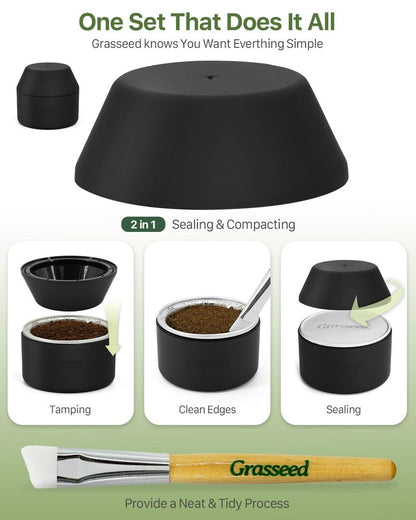 Grasseed Reusable VertuoLine Capsule Kit for Nespresso Pods with 100Pcs Aluminum Foil Seals Lids, Refillable Coffee Pods for VertuoLine to Refill Pods