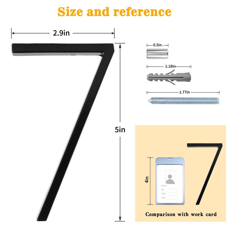 5" Floating Stainless Steel Address House Number, Modern Metal Anti-Rust House Numbers with Nail Kits for Door Garden Mailbox Decor Visibility Signage (8)