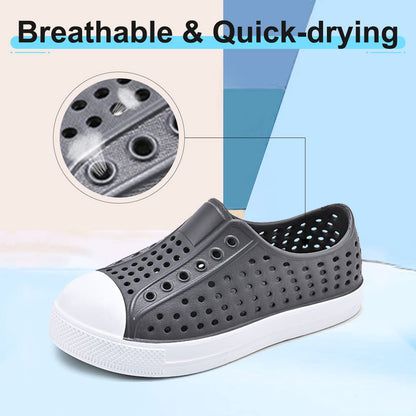 QLZ Toddler Kids Water Shoes for Boys Girls Garden Sandals Rubber Shoes Beach Sneakers, Slip-on Anti-Slip Lightweight Breathable Quick Dry Soft Flexible（Toddler/Little Kid/Big Kid） Dark Grey