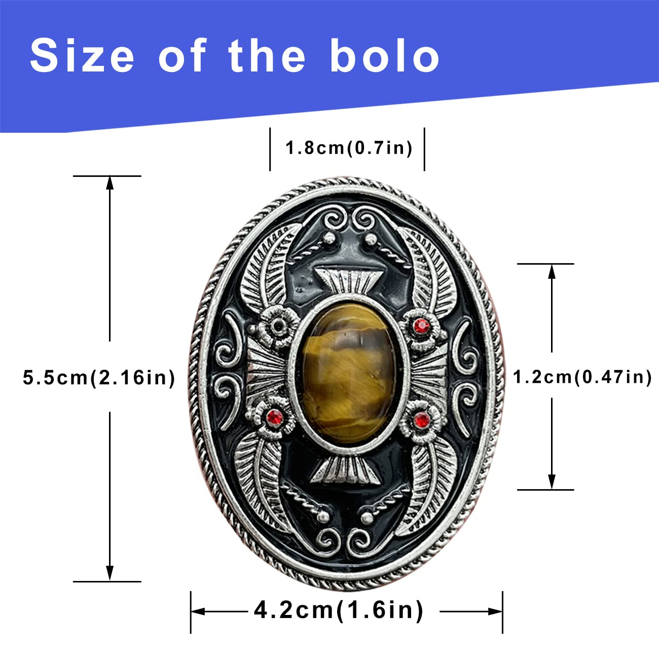 YOQUCOL Vintage Indian Art Tiger Eye Stone Black Bolo Tie American Western Cowboy Leather Necktie for Men Women