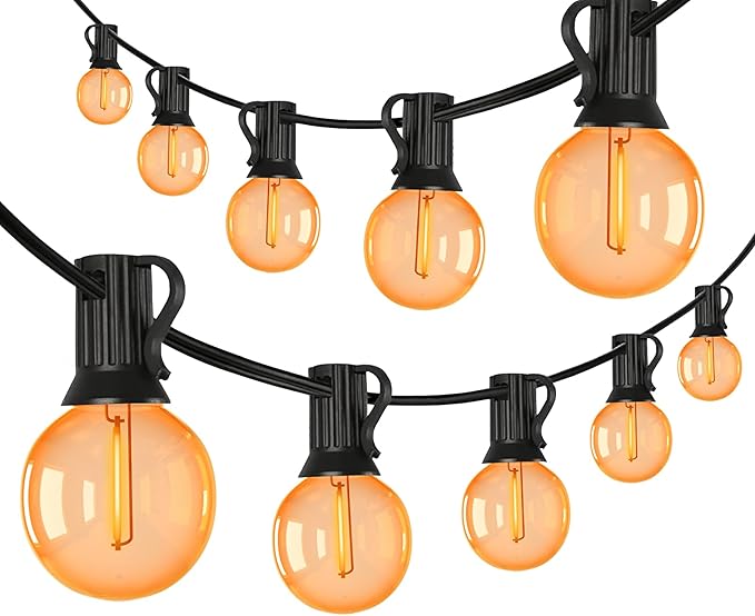 G40 LED Orange Halloween String Lights Outdoor, 25Ft Orange Hanging String Lights with 27 Bulbs for Halloween Thanksgiving Indoor Outdoor Party Chirstmas Festival Haunted House Decor