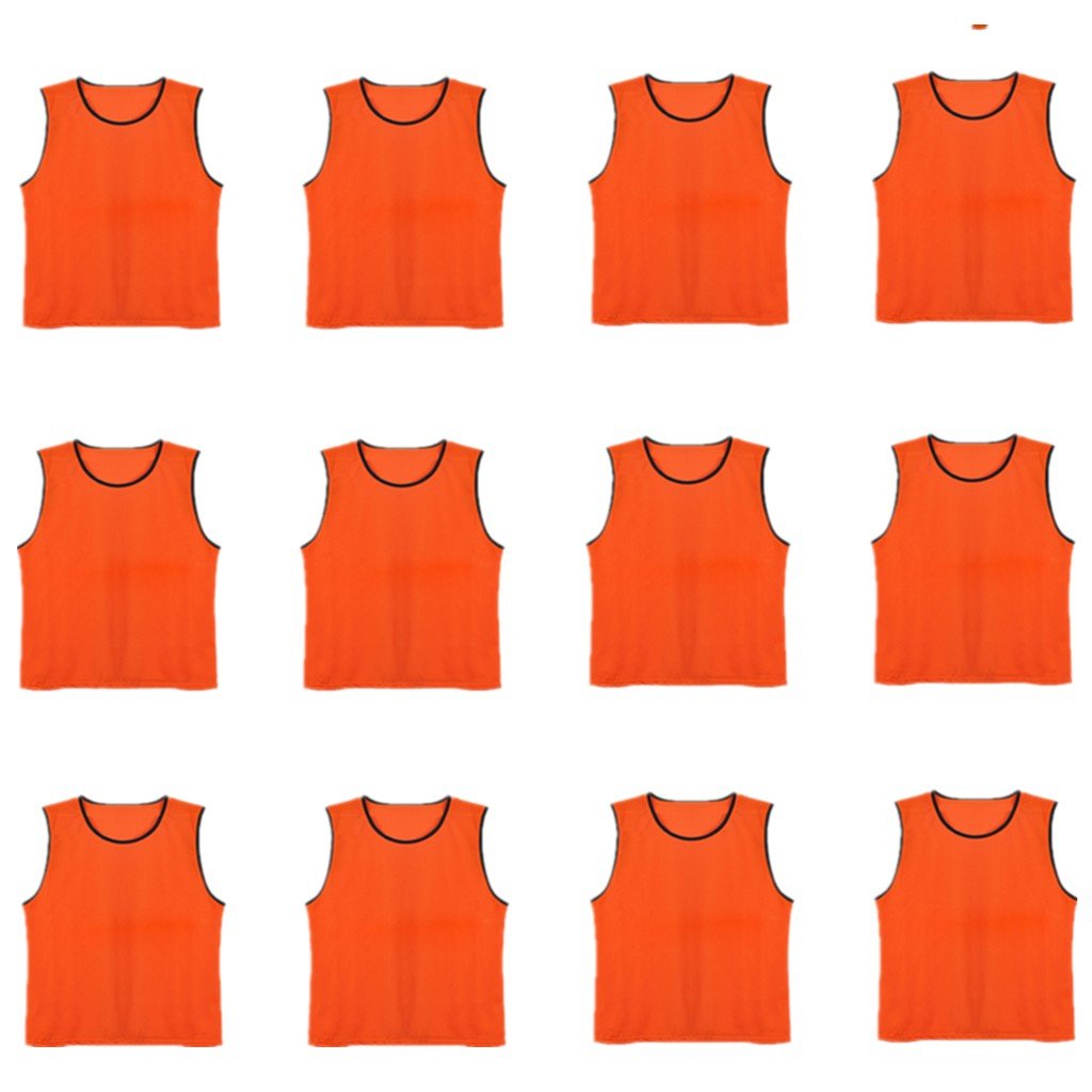DreamHigh DH Soccer Sports Team Practice Pinnies Training Mesh Vests Youth -12 pcs Pack- Neon Green
