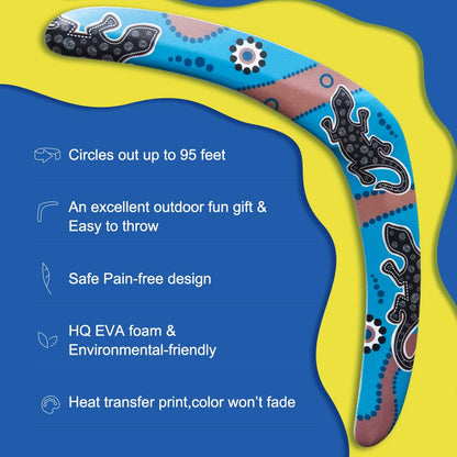 Boomerang for Adults and Kids, Boomerangs for Outdoor Sports & Games, Good Choice for Family activies, for Boys and Girls, Easy to Throw, EVA Foam, Different with Wooden Boomerang