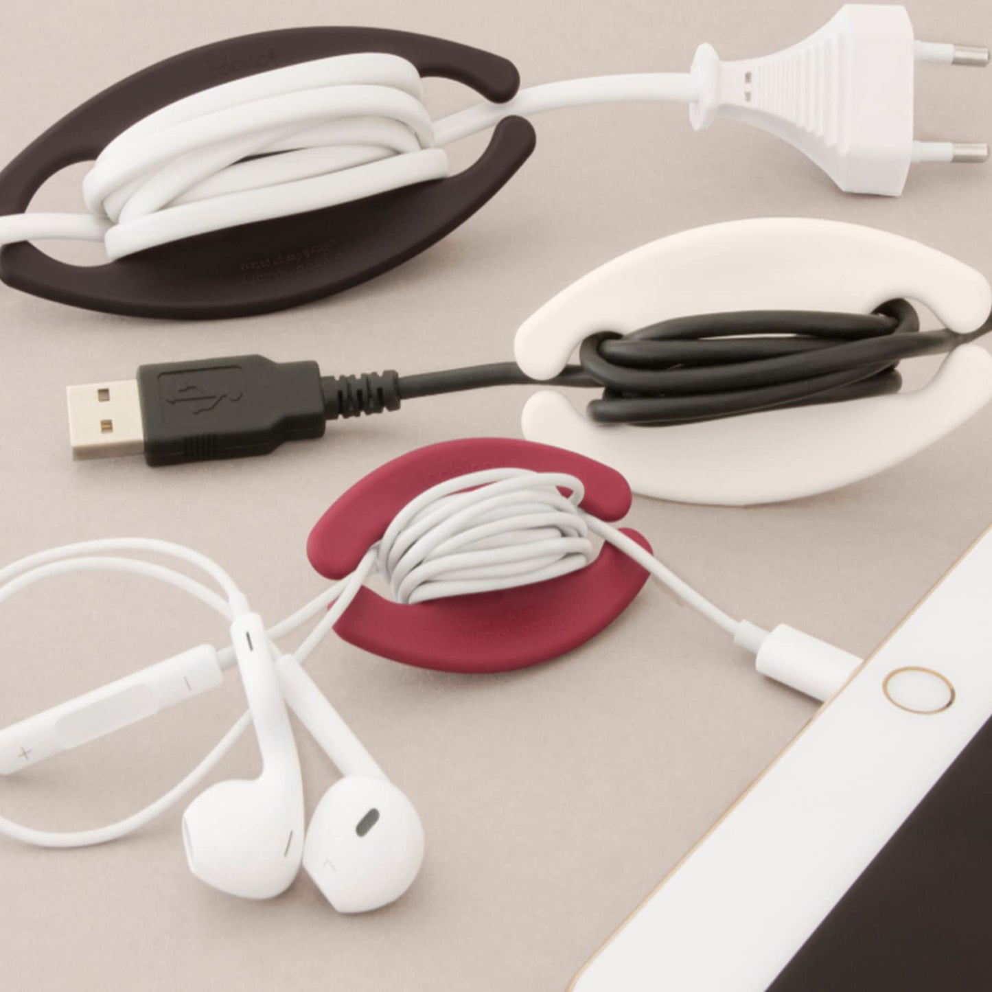 Bobino Cord Wrap - Medium - 3 Piece Pack - White - Stylish Cable and Wire Management / Organizer