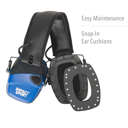 Howard Leight by Honeywell Impact Sport Sound Amplification Electronic Shooting Earmuff, Real Blue