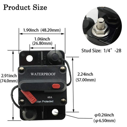 GaiRen Trolling Motor Plug and Circuit Breaker 60Amp Kit, Trolling Motor Connector with Receptacle 12/24/36/48 Volt Marine Boat Power Waterproof IP67 Compatible with 8 AWG wire Red