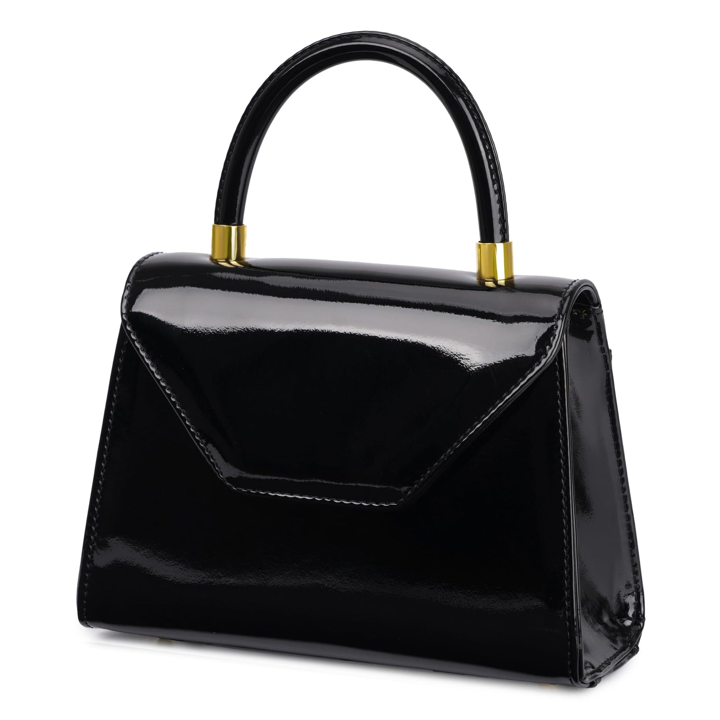 Milisente Women's Top Handle Clutch Purse Vegan Leather Crossbody or Handheld Bag For Day And Night Structured Patent Purse with Detachable and Adjustable Strap (Black)